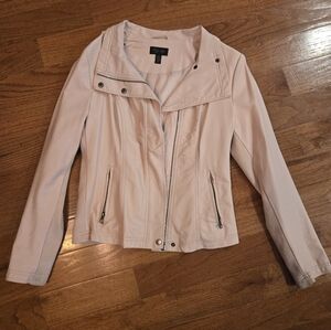 RD Style Light Pink Faux Leather Fitted Jacket